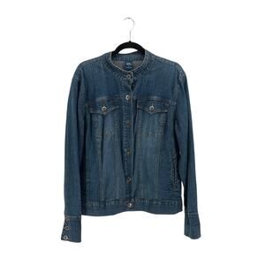 High Sierra Women's Stand Collar Medium Wash Denim Jacket - Size XL